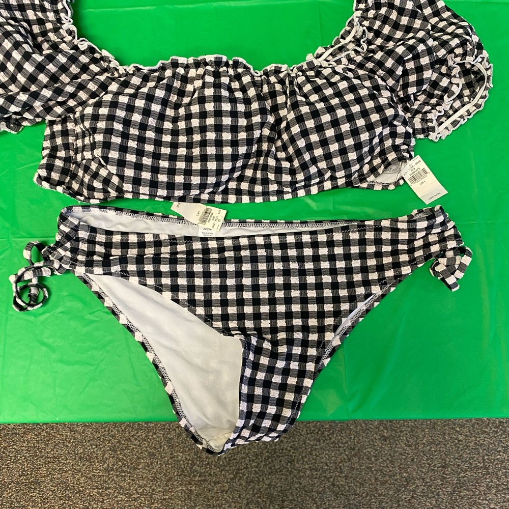 aerie Black & White Gingham Bikini Set